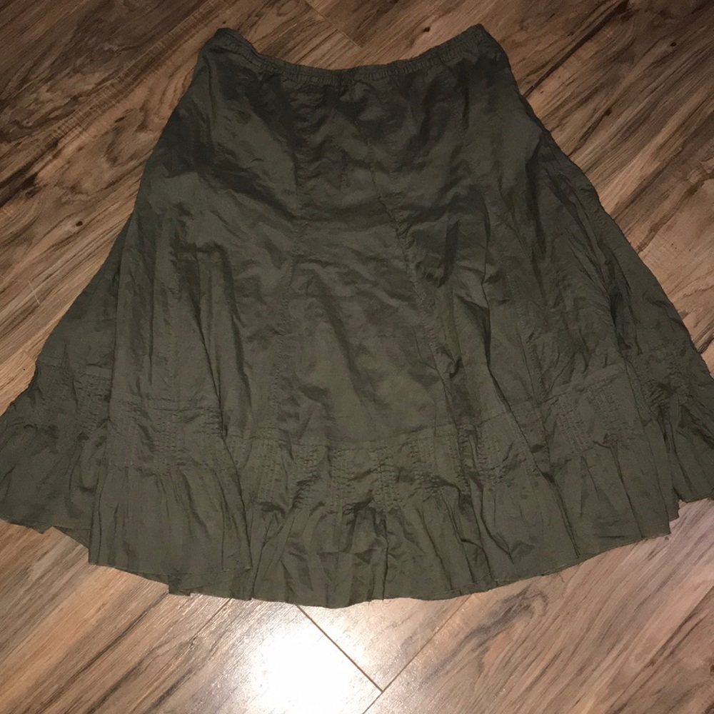 J crew green olive midi skirt